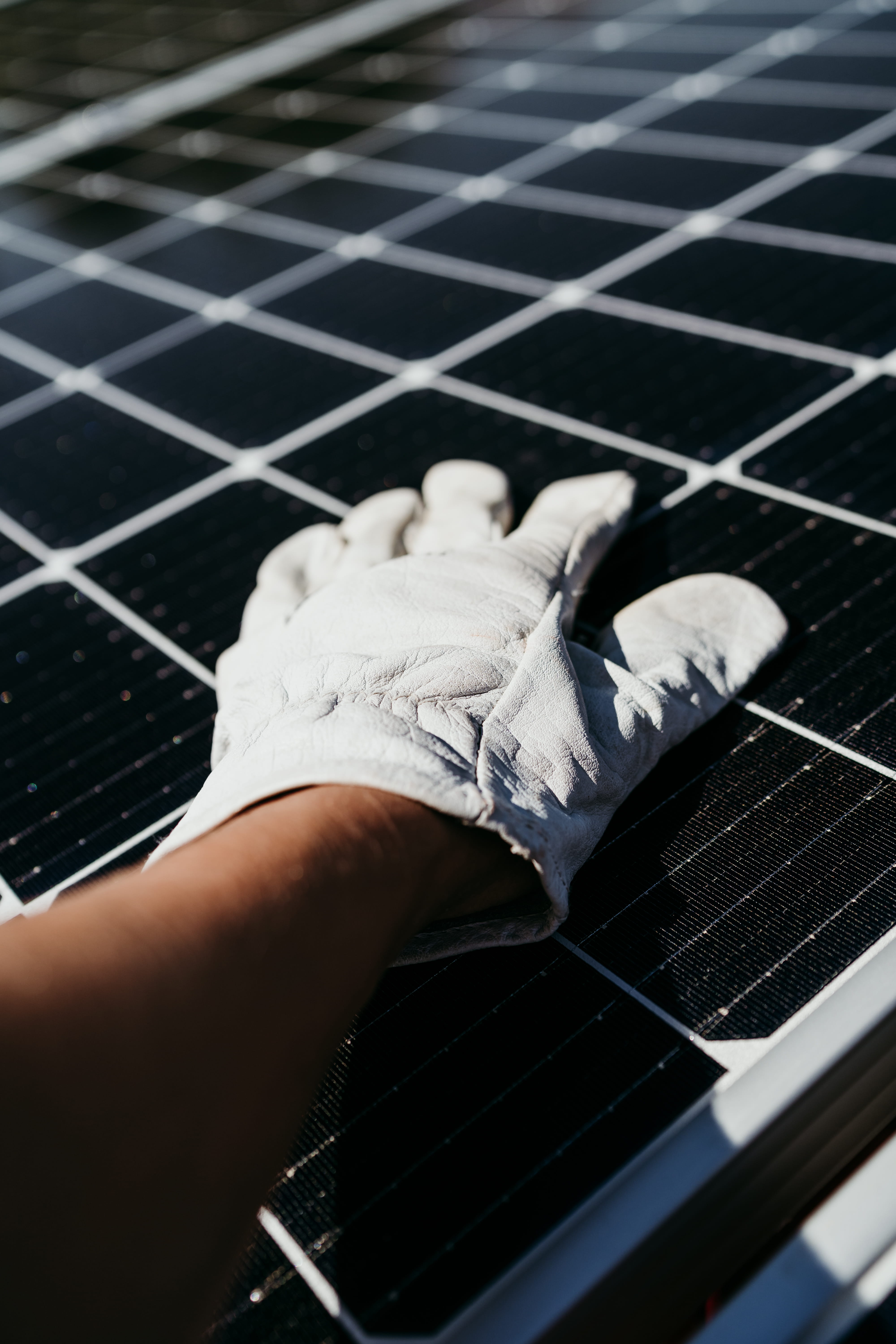 O&M technician inspecting panels